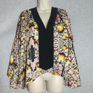 T Bags Los Angeles Beaded V Neck Kimono Split Sleeve Flowy Blouse Top M Artsy